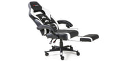 Turbo Gaming Chair with Footrest in Black & White