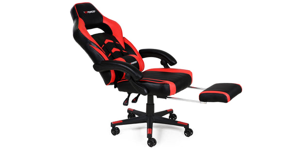 Turbo Gaming Chair with Footrest in Black & Red