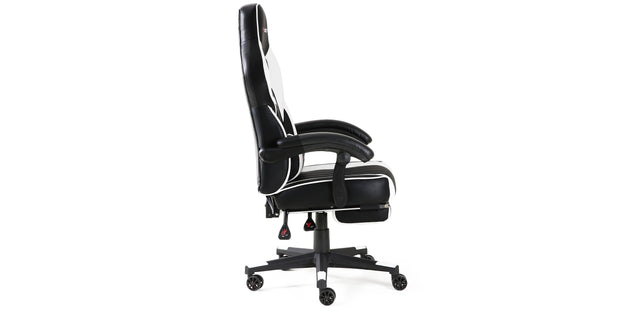 Turbo Gaming Chair with Footrest in Black & White