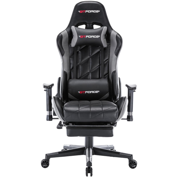 Pro GT Gaming Chair with Footstool in Black & Grey