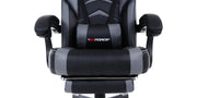 Turbo Gaming Chair with Footrest in Black & Grey
