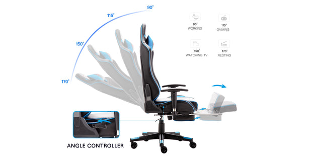 Formula RX Gaming Chair with Footrest in Black & Blue