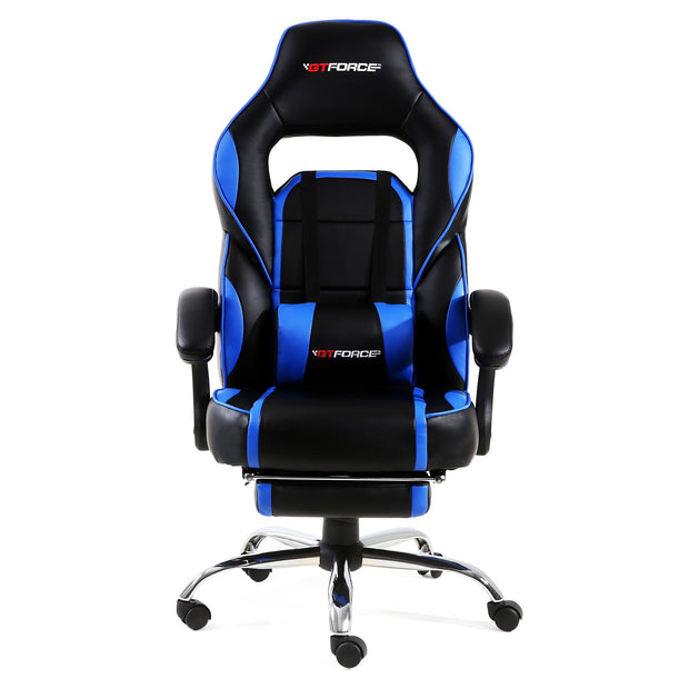 Pace Gaming Chair with Footrest in Black & Blue