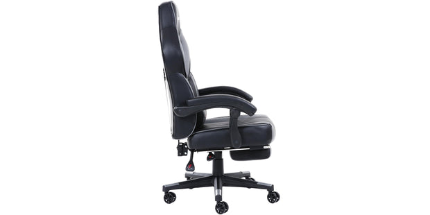 Turbo Gaming Chair with Footrest in Black & Grey