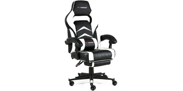 Turbo Gaming Chair with Footrest in Black & White