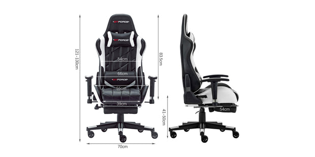 Pro GT Gaming Chair with Footstool in Black & White