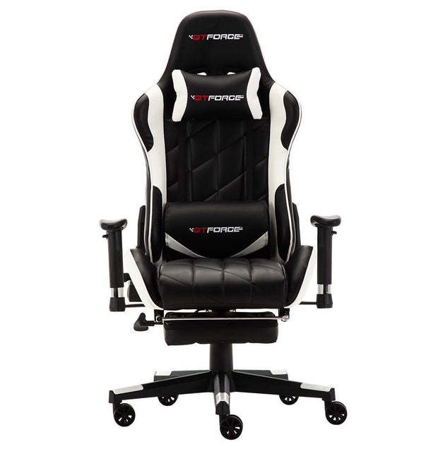 Pro GT Gaming Chair with Footstool in Black & White