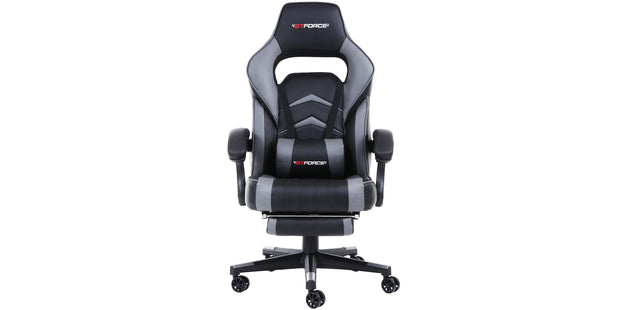 Turbo Gaming Chair with Footrest in Black & Grey