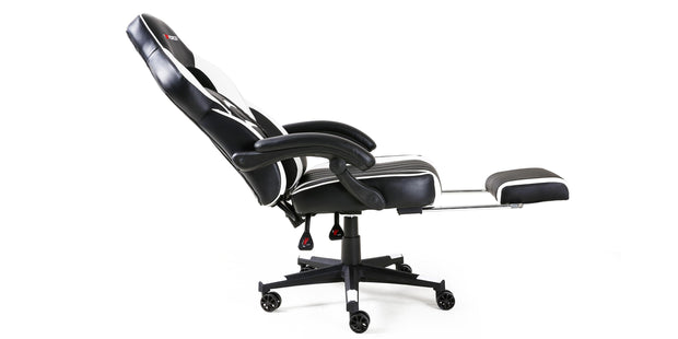 Turbo Gaming Chair with Footrest in Black & White