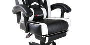 Turbo Gaming Chair with Footrest in Black & White