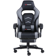 Turbo Gaming Chair with Footrest in Black & Grey