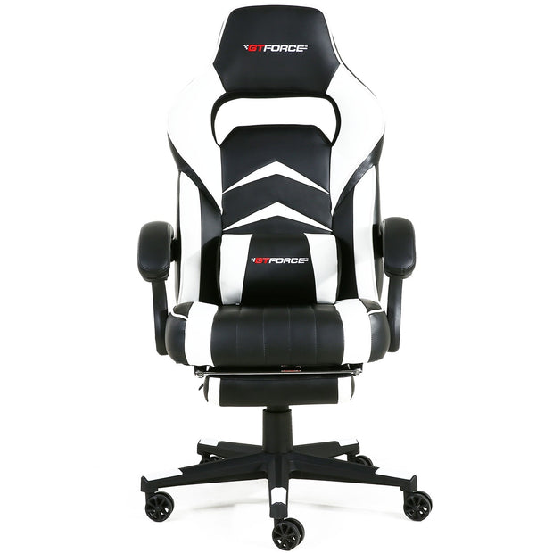Turbo Gaming Chair with Footrest in Black & White